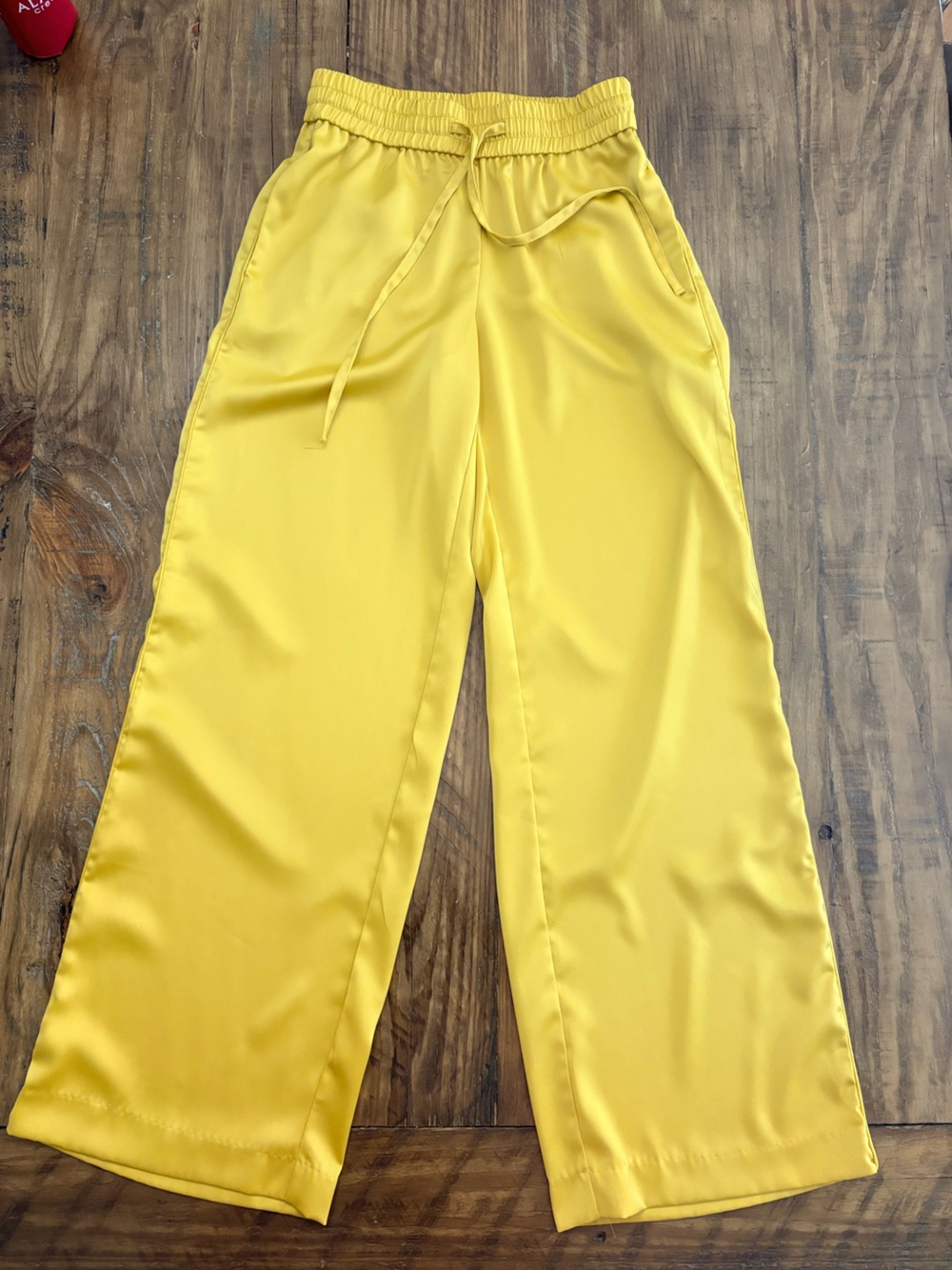 Elie Tahari Yellow Wide-Leg Pull-On Pants